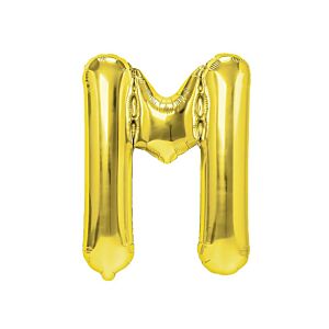 Balon foliowy „litera M”, złota, 40 cm [balon na powietrze]