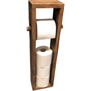 Drewniany stojak na papier toaletowy wenge, rustykalny styl ręcznie robiony