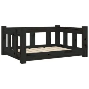 Legowisko dla psa, czarne, 65,5x50,5x28 cm, lite drewno sosnowe