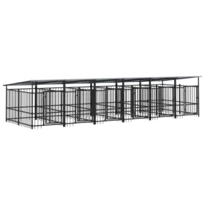 Kojec dla psa z zadaszeniem, stalowy, 11,26 m²