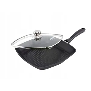 Patelnia grillowa 24cm 1.7L z pokrywką HF-7746