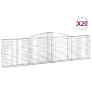 Kosze gabionowe, 20 szt, 400x30x100/120cm, galwanizowane żelazo