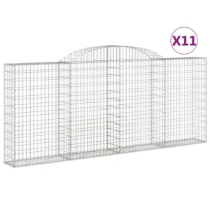 Kosze gabionowe, 11 szt, 300x30x120/140cm, galwanizowane żelazo