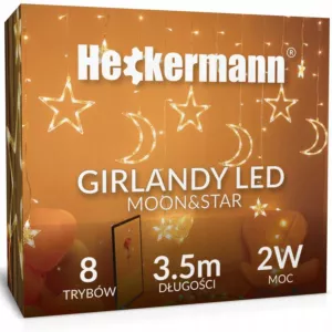 Lampki girlandy wiszące LED gwiazdy i księżyce 3,5m Heckermann 3,5m 220V 