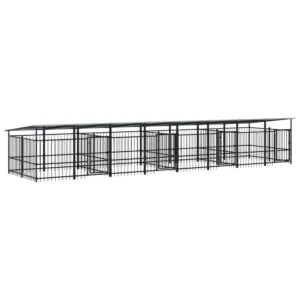 Kojec dla psa z zadaszeniem, stalowy, 15,02 m²