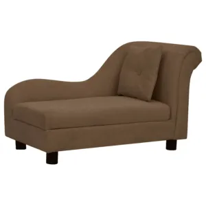 Sofa dla psa, z poduszką, brązowa, 83x44x44 cm, pluszowa