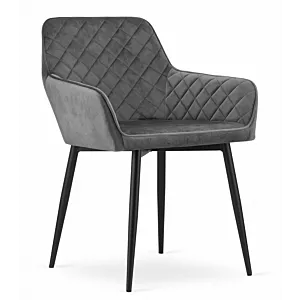 Krzesło NOLA - aksamit szary / nogi czarne x 1