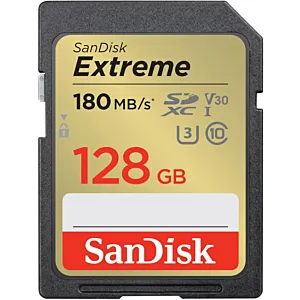 KARTA SANDISK EXTREME SDXC 128 GB 180/90 MB/s C10 V30 UHS-I U3