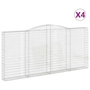 Kosze gabionowe, 4 szt, 400x30x180/200 cm, galwanizowane żelazo