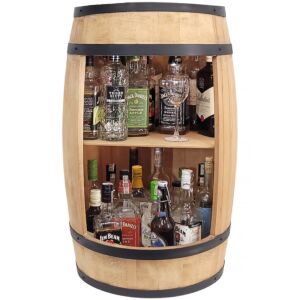 Barek na butelki z alkoholem z beczki drewnianej, półka na butelki z winem,  szafka bar domowy 80cm