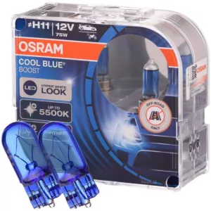 Niebieskie żarówki H11 OSRAM Cool Blue Boost + W5W