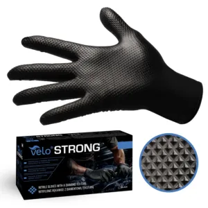 Mocne rękawice nitrylowe VELO STRONG GRIP czarne rozm. XL /50 szt.