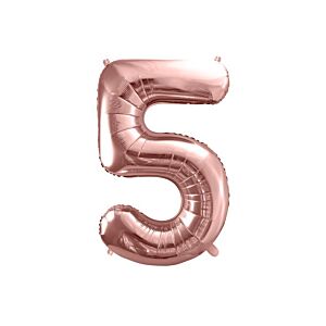 Balon foliowy "cyfra 5", różowe złoto, 100 cm [balon na hel, cyfra duża, urodziny]