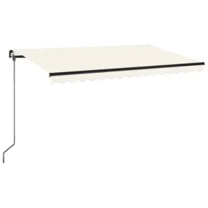Ręcznie zwijana markiza z LED, 400 x 350 cm, kremowa