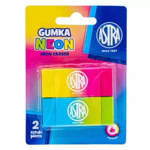 Gumka dwukolorowa neonowa ASTRA - blister 2 szt.