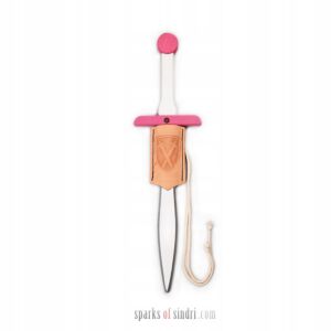 Miecz Biały Różowy i Pendant | Drewno Skóra | 50 cm | Księżniczka Wojowniczka