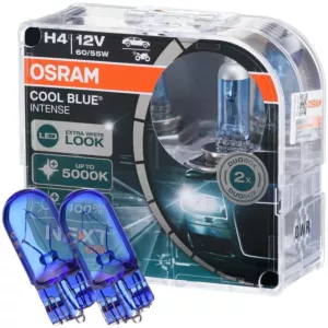 Białe żarówki H4 OSRAM Cool Blue Intense + W5W