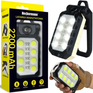 Latarka warsztatowa Lampa LED COB z hakiem i magnesem Heckermann® W833