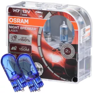 Mocne żarówki H7 OSRAM Night Breaker Laser + W5W