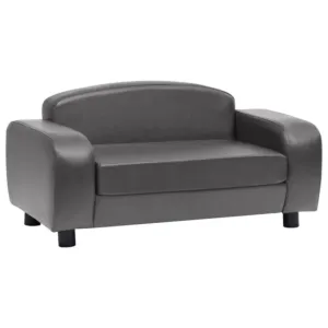 Sofa dla psa, szara, 80x50x40 cm, sztuczna skóra
