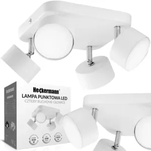 Lampa sufitowa punktowa spot LED Heckermann 8795318A Biała 4x głowica