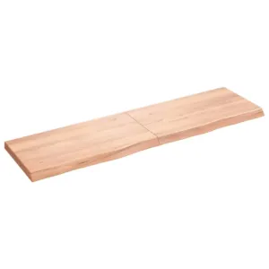 Półka, brązowa, 180x50x(2-6) cm, lakierowane lite drewno dębowe