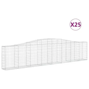 Kosze gabionowe, 25 szt, 400x30x80/100 cm, galwanizowane żelazo