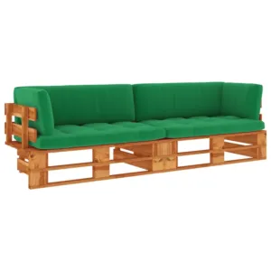 Sofa 2-os. z palet, z poduszkami, miodowy brąz, drewno sosnowe