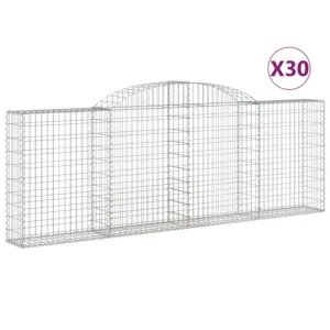 Kosze gabionowe, 30 szt, 300x30x100/120cm, galwanizowane żelazo