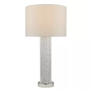 Lampa stołowa Lazio Table Lamp Polished Chrome Silver Rod With Faux Silk Shade