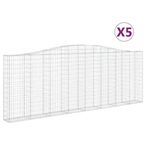 Kosze gabionowe, 5 szt, 400x30x140/160 cm, galwanizowane żelazo