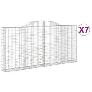 Kosze gabionowe, 7 szt, 300x30x140/160 cm, galwanizowane żelazo