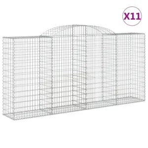 Kosze gabionowe, 11 szt, 300x50x140/160cm, galwanizowane żelazo