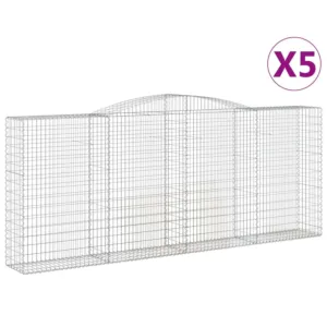 Kosze gabionowe, 5 szt, 400x50x160/180 cm, galwanizowane żelazo
