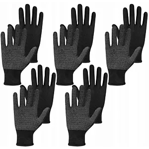 Rękawice antypoślizgowe materiałowe niebieskie 5 par czarne VERGIONIC