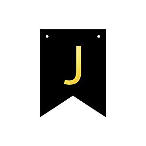 Baner DIY, 16 cm, czarny, literka "J" [stwórz swój napis na imprezę,dekoracja]