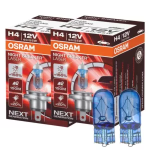 Mocne żarówki H4 OSRAM Night Breaker Laser + W5W
