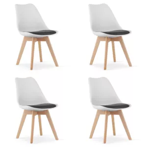 Krzesło MARK biało czarne / nogi naturalne x 4