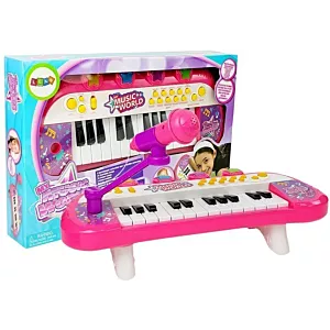 Keyboard Pianinko 24 Klawisze USB Mikrofon Różowy