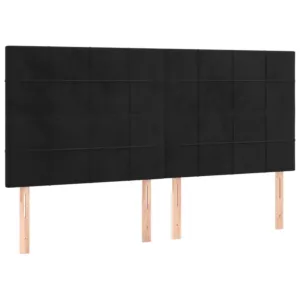 Zagłówki do łóżka, 4 szt., czarny, 100x5x78/88 cm, aksamitny