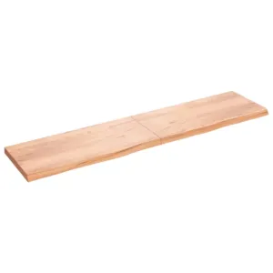 Półka, brązowa, 220x50x(2-6) cm, lakierowane lite drewno dębowe