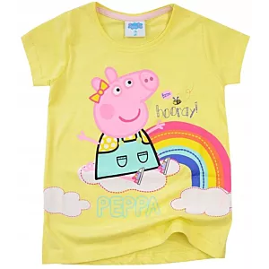 ŚWINKA PEPPA BLUZKA dziewczęca krótki RĘKAW T-SHIRT żółty 92 D064D