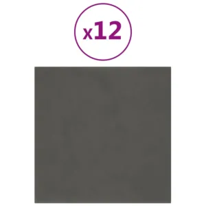 Panele ścienne, 12 szt, ciemnoszare, 30x30 cm, aksamit, 1,08 m²