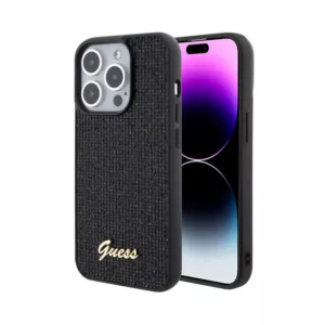 Guess Disco Metal Script - Etui iPhone 15 Pro (czarny)