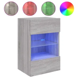 Ścienna szafka TV z LED, szary dąb sonoma, 40x30x60,5 cm