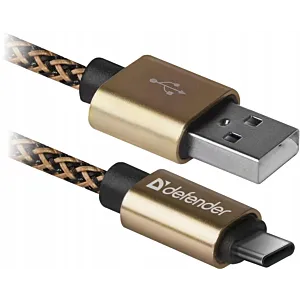 KABEL DEFENDER USB AM-TYPE C 1,0m 2.1A ZŁOTY