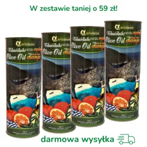 Oliwa z oliwek Aristeon zestaw 4 oliw 1 litr z pomarańczą DARMOWA DOSTAWA