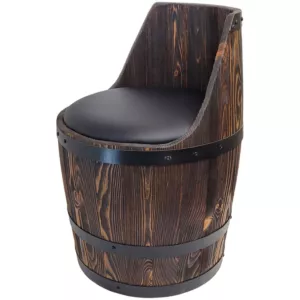 Krzesło w kształcie beczki z tapicerka z ekoskóry dla miłośnika win Fotel beczka rustykalny styl