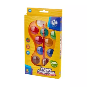 Farby akwarele 12 kolorów fi 30 mm - paleta