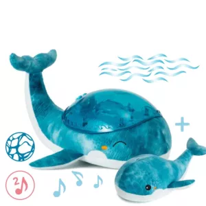 Cloud B® Tranquil Whale™ Blue Family - Lampka Z Projekcją Świetlną I Grzechotką -Wieloryb Niebieski